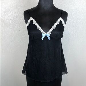 Gap Body Cami Top Black Sheer Lace Babydoll Size Medium